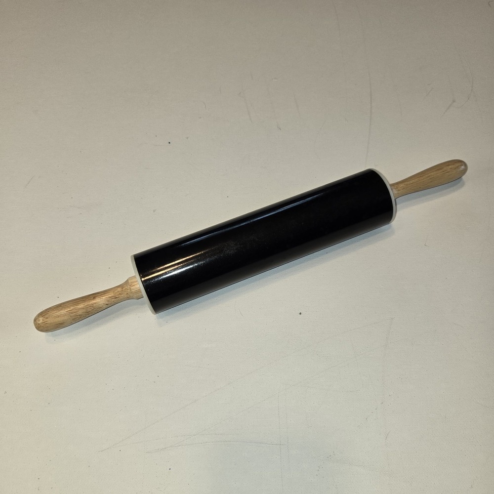 Rolling Pin Black Metal With Wood Handles